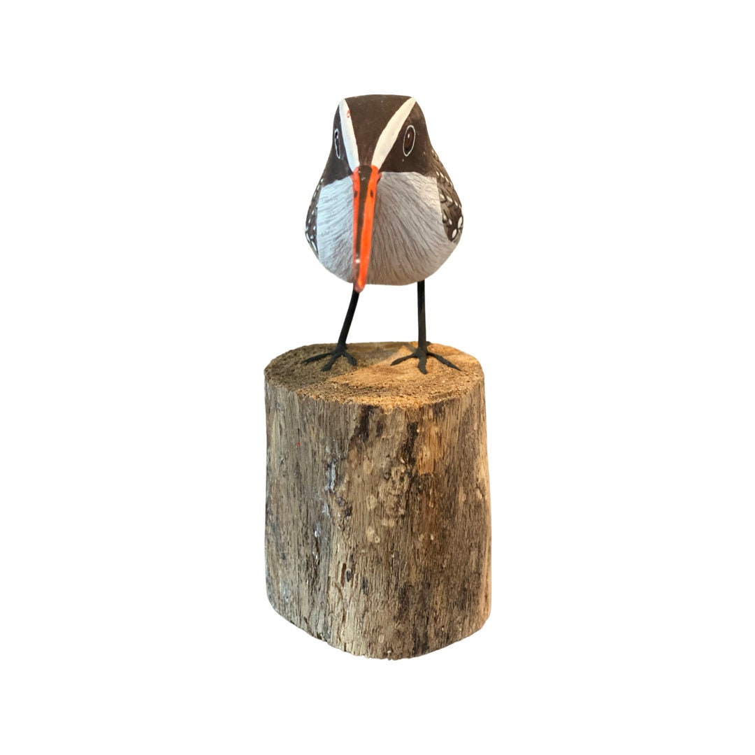 Hand Painted & Carved Wooden Tree Creeper on a Little Tree Etsy UK