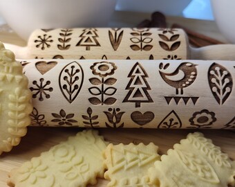 Scandinavian Pattern -  Rolling Pin personalized pin rolling pin vintage pastry rolling pin pattern rolling pin mini rolling pin handmade