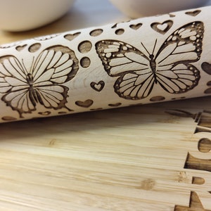 Butterflies 2 -  Rolling Pin personalized pin rolling pin vintage pastry rolling pin pattern rolling pin mini rolling pin handmade