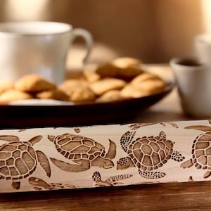 Turtles -  Rolling Pin personalized pin rolling pin animal pastry rolling pin pattern rolling pin mini rolling pin handmade