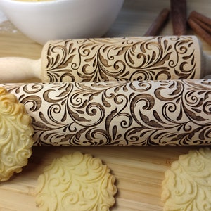 FLORAL 04 Rolling pin, olling pin, embossing rolling pin, engraved rolling pin by laser image 5