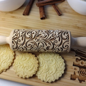 FLORAL 04 Rolling pin, olling pin, embossing rolling pin, engraved rolling pin by laser image 7