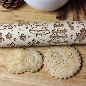 Christmas Time Rolling Pin Personalized Christmas Holidays Pin Vintage