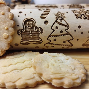 Christmas Time Rolling Pin Personalized Christmas Holidays Pin Vintage
