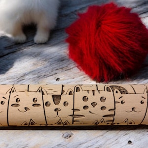 Lovely Cats -  Rolling Pin personalized pin rolling pin vintage pastry rolling pin pattern rolling pin mini rolling pin handmade