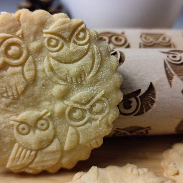 Owls -  Rolling Pin personalized pin rolling pin vintage pastry rolling pin pattern rolling pin mini rolling pin handmade