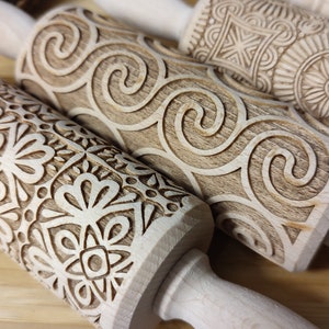 4 PACK PATTERNS Rolling Pin Personalized Pin Rolling Pin Vintage Pastry ...