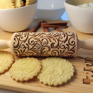 FLORAL 04 Rolling pin, olling pin, embossing rolling pin, engraved rolling pin by laser image 9