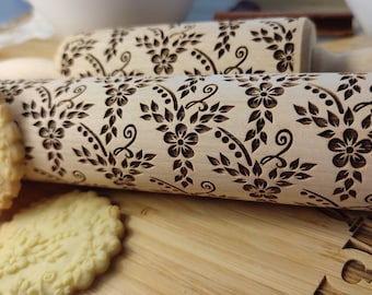 Floral 02 -  Rolling Pin personalized pin rolling pin vintage pastry rolling pin pattern rolling pin mini rolling pin handmade