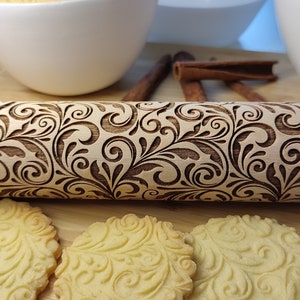 FLORAL 04 Rolling pin, olling pin, embossing rolling pin, engraved rolling pin by laser image 6