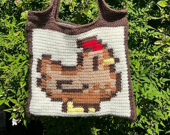 Stardew Valley Chicken Crochet Tote Bag Pattern - Digital Download PDF | SDV | Farm | Animal | Cute | Silly