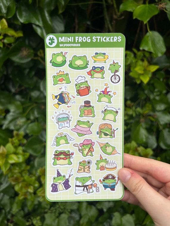 Mini Frog Sticker Sheet | Matte Paper | Journal Supplies | Stationary | Scrapbook | Mini Stickers | Froggycore | Froggy | Silly Animal |Cute