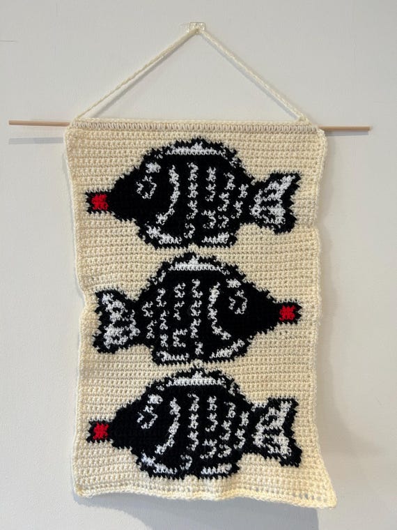 Soy Sauce Fish Crochet Tapestry Pattern - Digital Download PDF | Asian Food | Japanese Inspired | Fun | Novelty Design | Cute | Trendy
