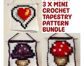 Mini Stardew Valley Crochet Tapestry Pattern BUNDLE - 3 X Designs - Digital Download PDF | SDV | Fanart | Video Game | Cosy | Mushroom