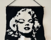 Marilyn Monroe Crochet Tapestry Pattern Digital Download PDF | Black and White | Icon | Iconic Women | Vintage | Retro | Famous | Celebrity