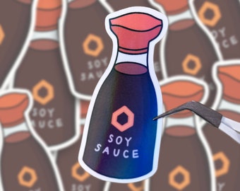 Soy Sauce Bottle Vinyl Sticker - Holographic/Water Resistant