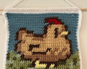 Crochet Stardew Valley Chicken Tapestry Pattern Digital Download PDF