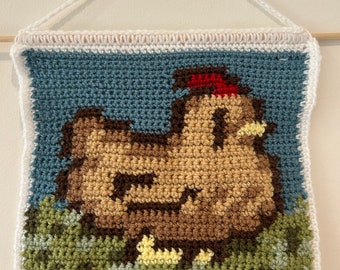 Stardew Valley Chicken Crochet Tapestry Pattern Digital Download PDF | SDV | Cute | Silly | Farm | Animal | Chickens