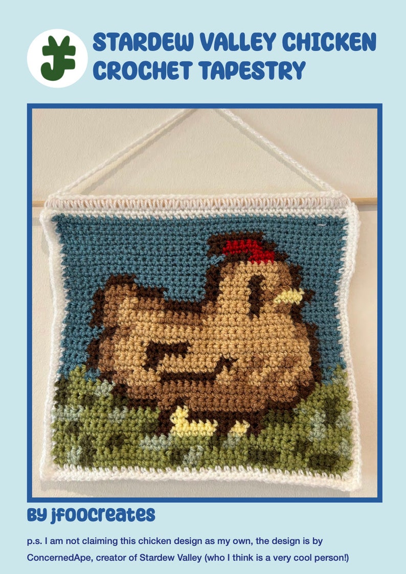 Crochet Stardew Valley Chicken Tapestry Pattern Digital Download PDF image 4