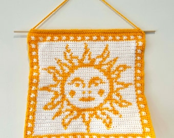 Sun Crochet Tapestry PDF Pattern Download | Sunshine | Tarot Card Style | Easy | Beginner | Trendy | Celestial