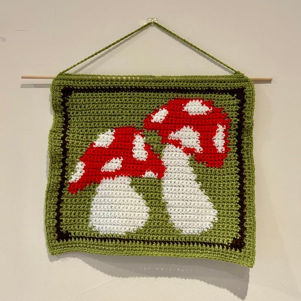 Cute Crochet Mushroom Tapestry Pattern Digital Download
