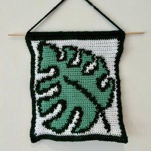Monstera Leaf Crochet Tapestry Pattern - Digital Download PDF | Wall Hanging | Nature Design | Plant Lover | Cute | Minimalist