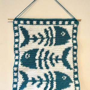 Crochet Fish Bone Wall Tapestry Pattern - Digital Download PDF