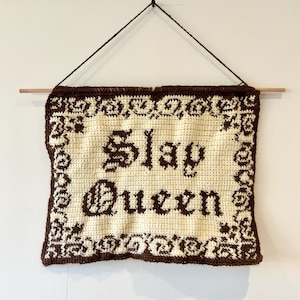 Slay Queen Virkat Tapestrymönster - Digital nedladdning PDF | Medeltida | Bokstäver | Typografi | Nyhet | DIY bild 1