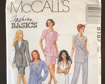 McCall's 8187 - Misses' Lined Jacket, Skirt and Pants - Sizes 16, 18, 20 - Factory Folded