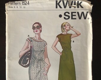 Kwik Sew 824 - Ladies' T-shirt Dress - Sizes 6-12 - UNCUT