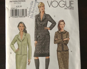 Vogue 7945 - Misses'/Misses' Petite Jacket and Skirt - Sizes 6, 8, 10 - UNCUT