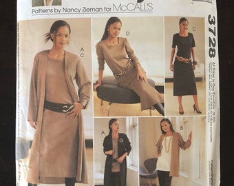 McCall's 3728 - Misses' Knit Duster, Dress, Tunic, Pants and Skirt - Uncut