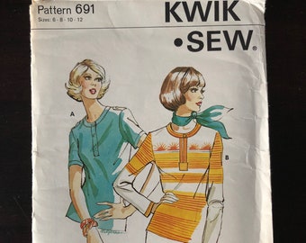 Kwik Sew 691 - T-shirt in two styles - Sizes 6-12 - UNCUT