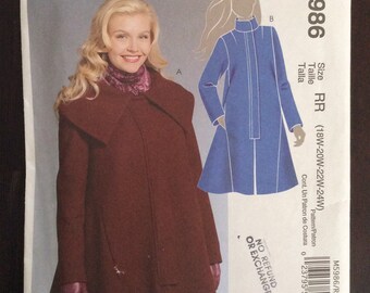 McCall's 5986 - Misses' and Women's Lined Coats - Sizes 18W to 24W - UNCUT