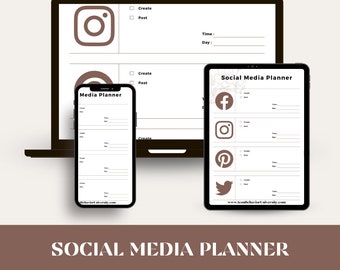 Social Media Planner | Printable Social Media Planner | Instagram Planner | Facebook Planner | Twitter Planner | Pinterest Planner | Prints