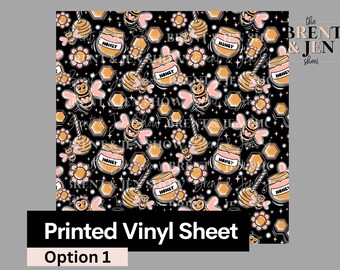 Valentines Honey Bee Print Vinyl Sheet, Adhesive or HTV
