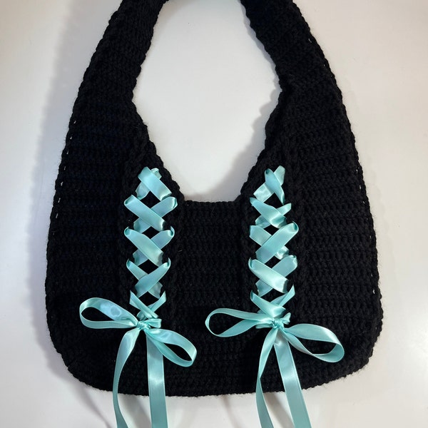 Crochet ribbon bag