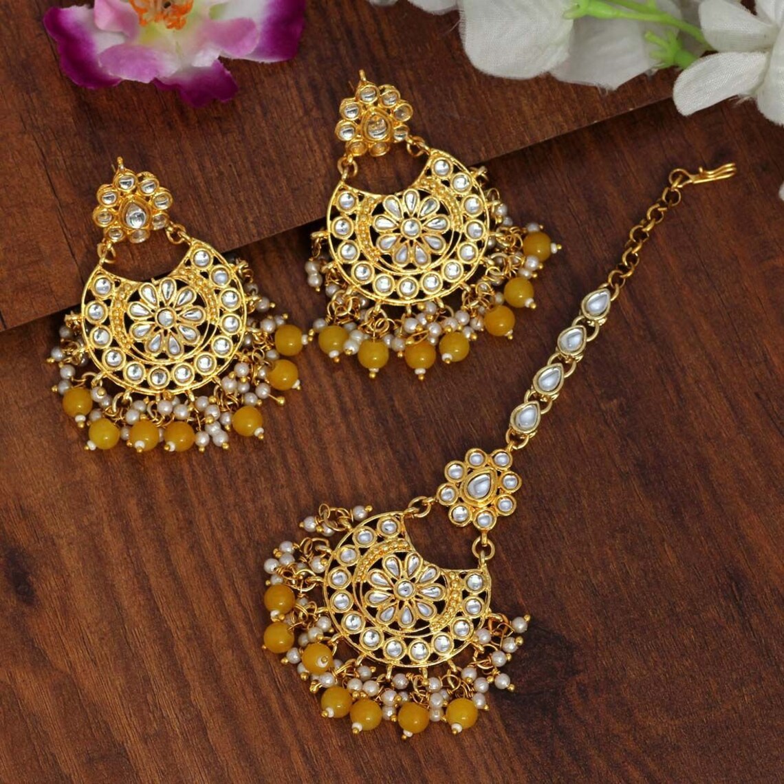 Maangtikka earring set for pakistani indian wedding parties Etsy