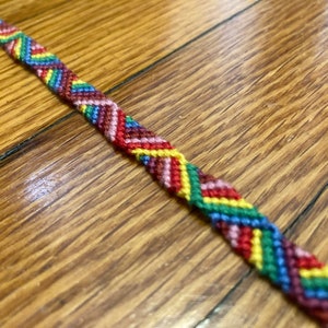 Bright Rainbow Diagonal Zig-Zag Friendship Bracelet