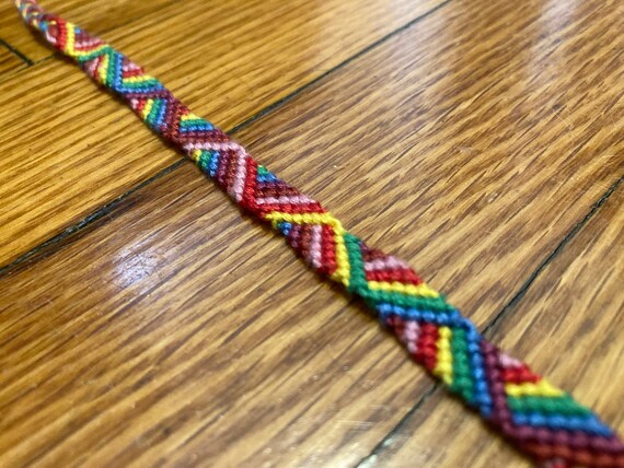Bright Rainbow Diagonal Zig-zag Friendship Bracelet - Etsy