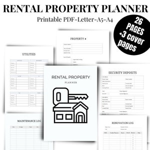 Rental Property Planner 26 pages plus 3 Planner Cover options digital download only