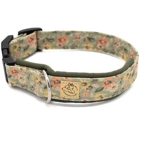 Of Bears And Foxes Dog Collar Vintage Bed of Flowers Rose