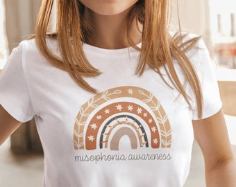 T-shirt de sensibilisation à la misophonie : motif arc-en-ciel, t-shirt en coton doux