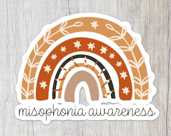 Sticker de sensibilisation à la misophonie : Sticker neurodiversité arc-en-ciel bohème