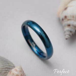 Classic Domed Blue Steel Ring, 4mm Comfort Fit Stainless Steel Wedding Band, Matching Couples Promise Rings | Perfect Promise Ring