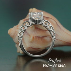 Ocean Wave Engagement Ring Sterling Silver White CZ Diamond - Etsy