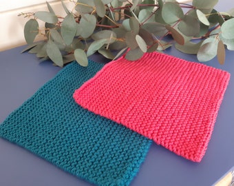 Hand Knitted Eco-Friendly Wash Cloth - Face Cloth- Spa -Cloth 100% Cotton Plain Colour