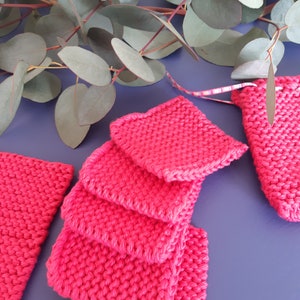 Set of 5 Scrubbies Hand Knitted Eco-Friendly Make-up Removing Pads 100% Cotton Plain Colour image 5