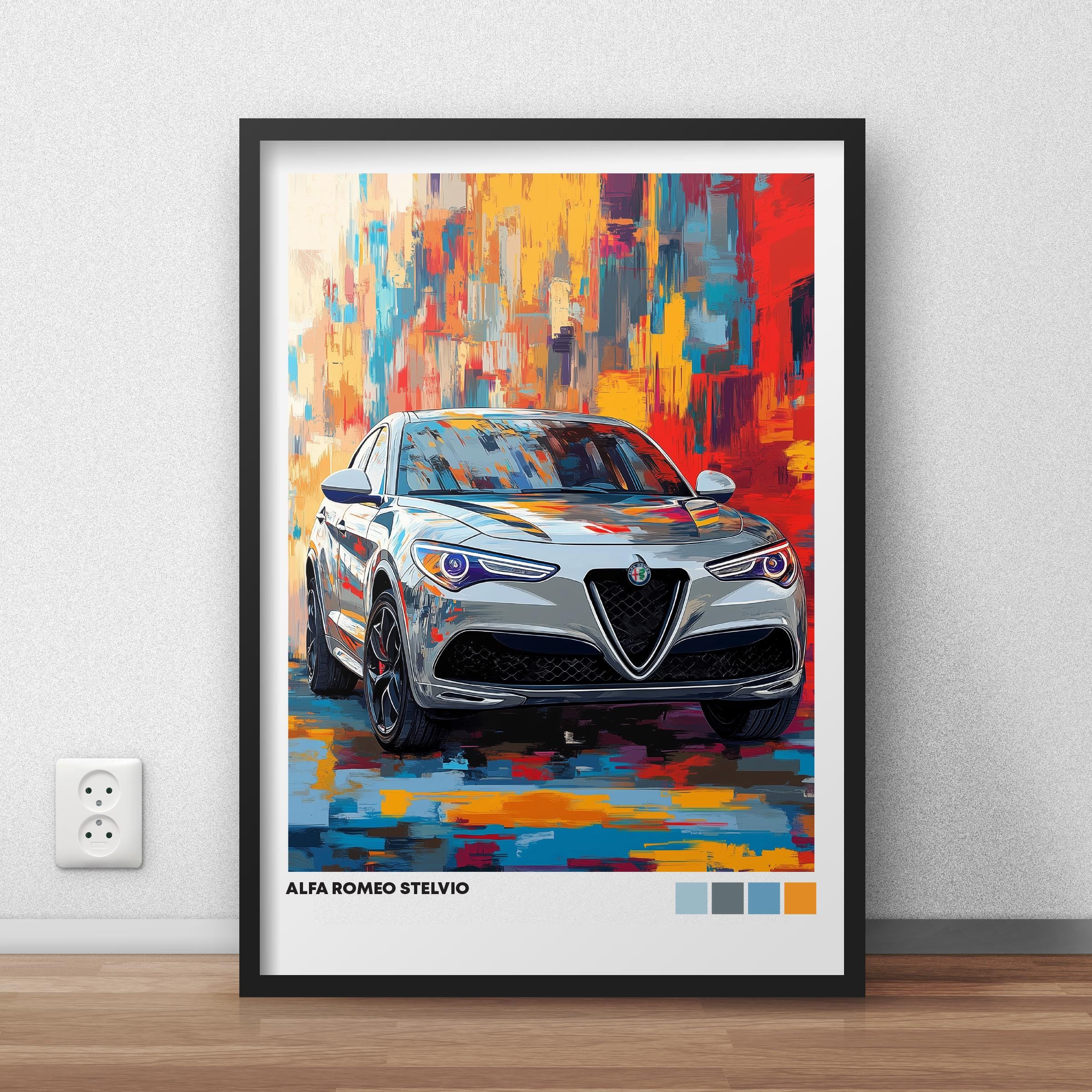 Alfa Romeo Stelvio Print - Grey - Car Poster - Cool Car Print