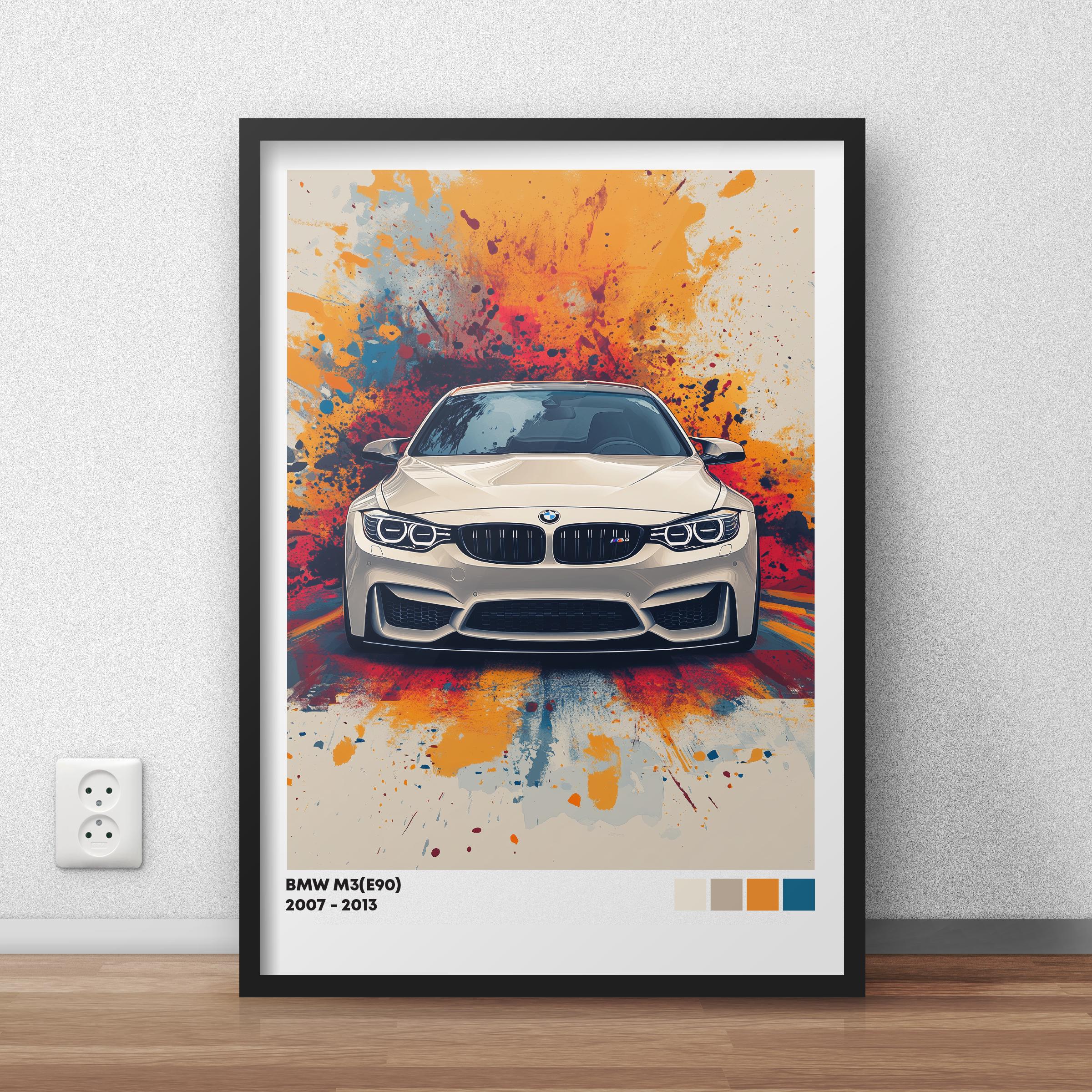 BMW M3 E90 Print - White - Car Poster - Cool Car Print - Iconic
